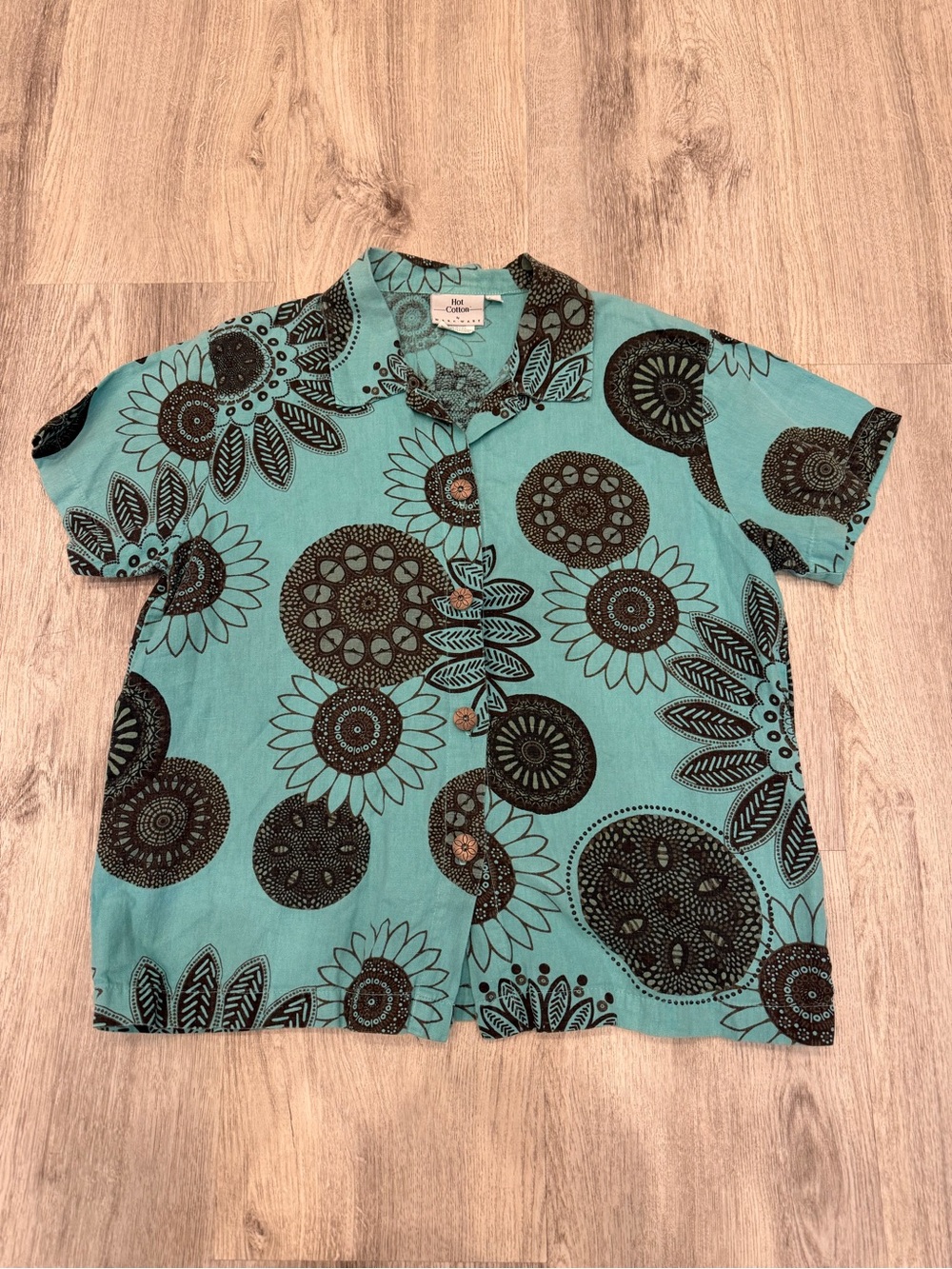 Hot Cotton by Marc Ware Linen Cotton Floral Button Up Shirt S